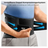 FREETOO LWS Stützgürtel, Rückenbandage, atmungsaktiv, 6 Metallstützstangen, verstellbar, ideal für Arbeit, Sport, Autofahren.