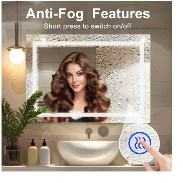 Sanitemodar LED bathroom mirror 70x90cm, illuminated, anti-fog, wall mirror with touch switch, modern design for your bathroom.