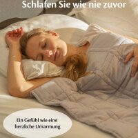 ELLA Gewichtsdecke 7kg, 150x200cm, OEKO-TEX Baumwolle, hellgrau, ideal für besseren Schlaf und Entspannung.