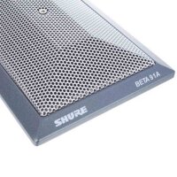 Shure Beta 91A, boundary microphone, highly sensitive, ideal for drums and percussion, clear sound reproduction.