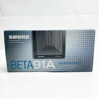 Shure Beta 91A, boundary microphone, highly sensitive, ideal for drums and percussion, clear sound reproduction.