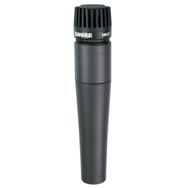 SHURE SM57, instrument microphone, dynamic, versatile, robust, ideal for vocals and instruments, precise sound reproduction.
