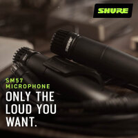 SHURE SM57, instrument microphone, dynamic, versatile, robust, ideal for vocals and instruments, precise sound reproduction.