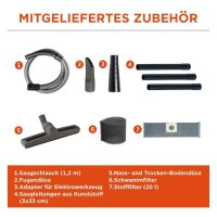 BLACK+DECKER BXVC20XTE wet/dry vacuum cleaner, 1400 W, 20 L, integrated socket for power tools, versatile.