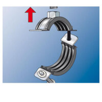 Fischer pipe clamp FRS, 3" M8/M10 A4, pipe clamp, stainless steel, 25 pieces, for secure pipe fastening.