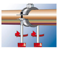 Fischer pipe clamp FRS, 3" M8/M10 A4, pipe clamp, stainless steel, 25 pieces, for secure pipe fastening.
