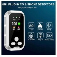 Gedsffati HD11-CS, Kombinierter Rauch- und CO-Melder, Steckermodell, zuverlässig, kompakt, ideal für Zuhause.