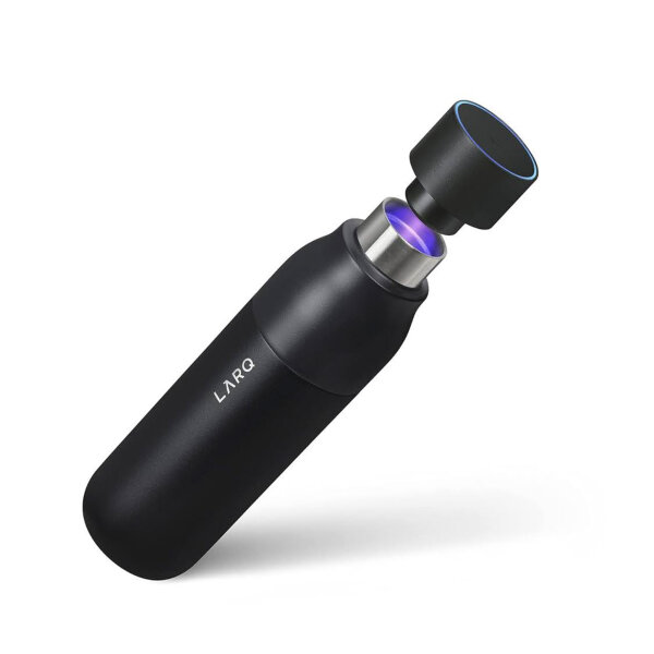 LARQ PureVis 740 ml Stainless Steel Water Bottle, Self-Cleaning, Insulated, UV Purifier, Award-Winning, Obsidian Black, Reusable.