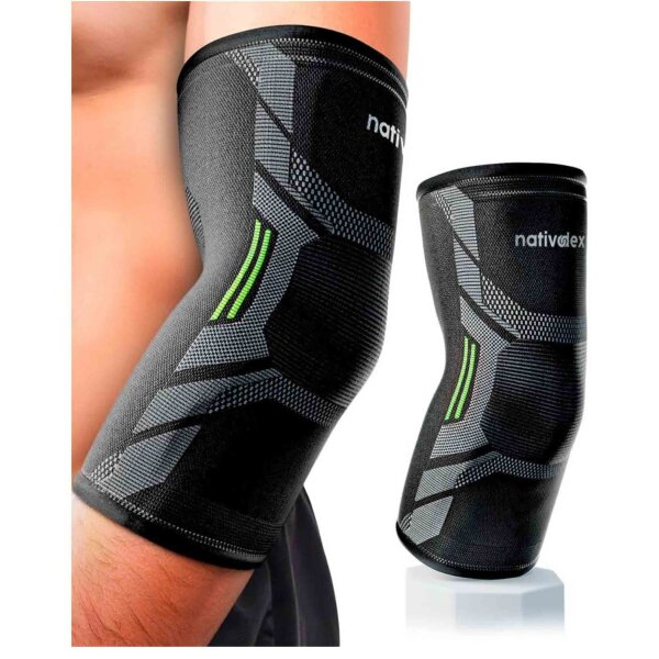 NativoDex Ellenbogenbandage, Kompressionsbandage, für Tennisarm, Golferarm, Sehnenentzündung, Arthrose, Sport - Grün, M