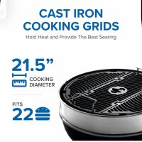 Napoleon PRO22, Holzkohle-Kugelgrill, schwarz, porzellanemaillierter Deckel, verchromtes Grillrost, robust und langlebig.