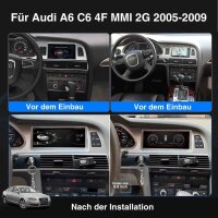 DAB+ DVR Android Autoradio 8.8" für AUDI A6 C6 MMI 3G (10-12) mit CarPlay, GPS Navi, DSP, moderne Funktionen.