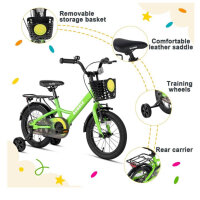 Glerc Bubble 16 Zoll Kinderfahrrad, für 5-8 Jahre, grün, mit Korbstabilisatoren und Gepäckträger, ideal für Jungen und Mädchen.