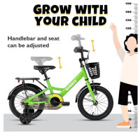 Glerc Bubble 16 Zoll Kinderfahrrad, für 5-8 Jahre, grün, mit Korbstabilisatoren und Gepäckträger, ideal für Jungen und Mädchen.