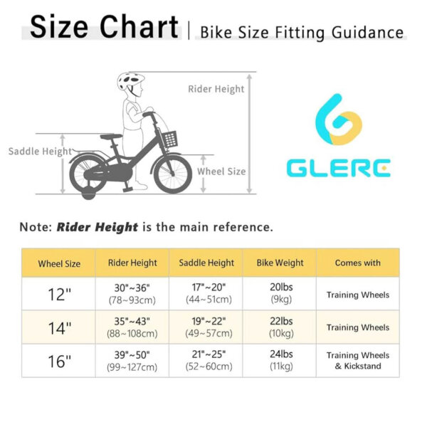 Glerc Bubble 14 inch childrens bike, beige, for ages 3-6, with basket stabilizers and luggage rack.