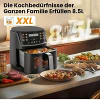 G12 Ultra, Hot Air Fryer XL 8.5L, Air Fryer, 1785W, LED touchscreen, viewing window, 12 functions, dishwasher-safe baskets.