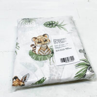 TupTam childrens bed linen set 2-piece, safari lion brown green, duvet cover 135x100 cm, pillowcase 40x60 cm, for boys and girls.