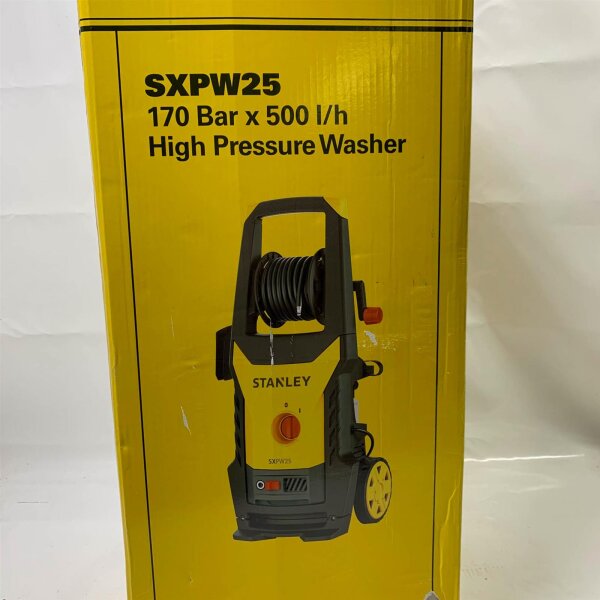 Stanley high pressure cleaner SXPW25E, 2500 W, 170 bar, 500 l/h, yellow/black, powerful, compact, ideal for cleaning.