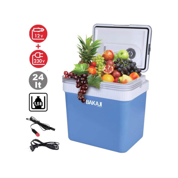 Kühlbox elektrisch 24L, Mini-Kühlschrank, 230 V & 12 V, ideal für Auto, kompakt, energieeffizient, vielseitig einsetzbar.