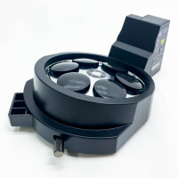 Olympus microscope U-D6BDREMC, motorized six-fold BD objective turret, DIC-capable, precise slide mechanism.