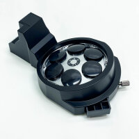 Olympus microscope U-D6BDREMC, motorized six-fold BD objective turret, DIC-capable, precise slide mechanism.