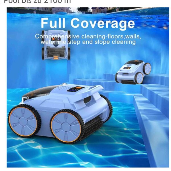 SEAUTO SAT 20, Kabelloser Poolstaubsauger, vollständige Abdeckung, 18.000 Saugkraft, Blau