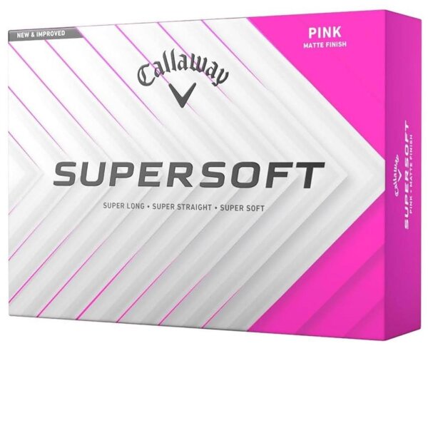Callaway Golf Supersoft, golf ball, pink, soft surface, long distance, ideal for beginners and recreational players.