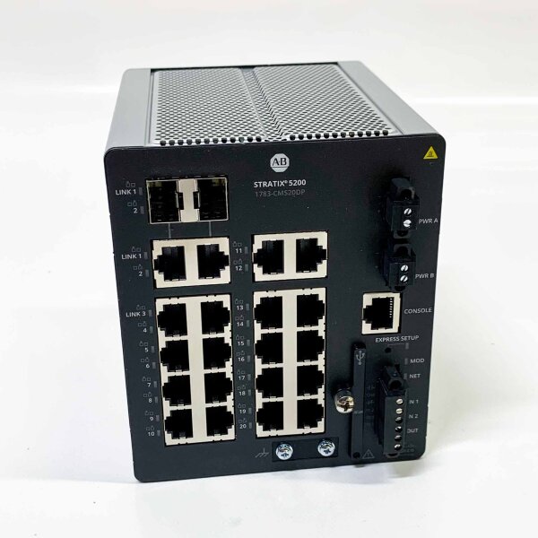 Allen-Bradley Stratix 5200, 1783-CMS20DP, Managed Switch, 20 ports, high network performance, advanced security features.