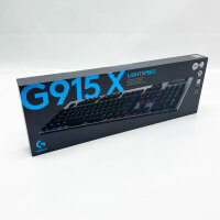 Logitech G G915 X, Gaming-Tastatur, Low-Profile, AZERTY, kabellos, RGB-Beleuchtung, Aluminium-Oberfläche, programmierbare Tasten.