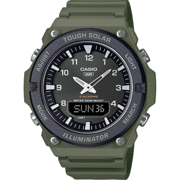 Casio S820W Mens Watch, Olive Green, Digital Watch, Waterproof, Stopwatch, Alarm, Illuminated Display, Robust Design.