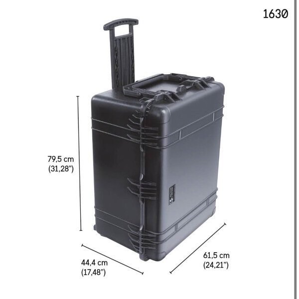 PEL 1630, Long case, transport case, IP67 waterproof, 148L volume, telescopic handle, without foam.
