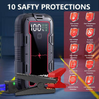 Bsmoom 12V Starthilfe 6000A – Powerbank mit LED, LCD, für Benzin & 10.0L Diesel, kompakt und leistungsstark.