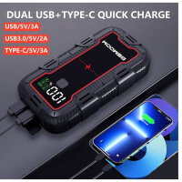 Bsmoom 12V Starthilfe 6000A – Powerbank mit LED, LCD, für Benzin & 10.0L Diesel, kompakt und leistungsstark.