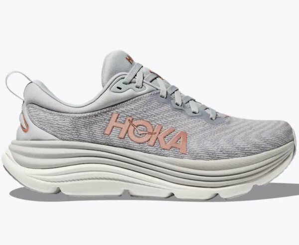 HOKA Gaviota 5, womens running shoe, road, Harbor mist/rose gold, size 38 2/3, optimal comfort and stability.