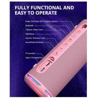 Tronsmart T7Lite, Bluetooth Lautsprecher, Dual Treiber, IPX7 wasserdicht, 24h Spielzeit, Stereo-Sound, starkem Bass, Schwarz/Rosa.