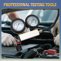 TU-21 Zylinder Leck Tester, Kfz-Kit, Kompressionstester, Doppelmanometer, 0-100PSI, Druckprüfung & Leckrate Test.