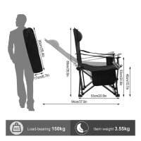 WOLTU Campingstuhl, Klappstuhl, leicht, mit Lehne, Getränkehalter, schwarz, ideal für Angeln und Outdoor-Aktivitäten.