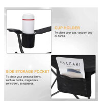 WOLTU Campingstuhl, Klappstuhl, leicht, mit Lehne, Getränkehalter, schwarz, ideal für Angeln und Outdoor-Aktivitäten.