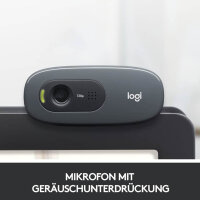 Logitech C270, Webcam, HD 720p, 60° field of view, USB, noise reduction, fixed focus, exposure correction, universal.