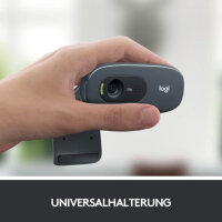Logitech C270, Webcam, HD 720p, 60° field of view, USB, noise reduction, fixed focus, exposure correction, universal.
