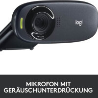Logitech C310, Webcam, HD 720p, 60° Sichtfeld, fester Fokus, USB, Rauschunterdrückung, ideal für Skype & Co., Schwarz.
