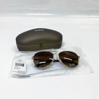 GUESS Damen Pilot Sonnenbrille GF6143 32F, Gold/Braun, 59-16-140, Neu mit Etui, stylisch und schützend.