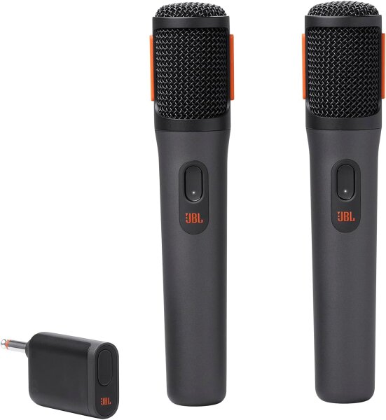 JBL PartyBox, Mikrofon-Set, Karaoke-Zubehör, 2 kabellose Mikrofone, eingebauter Popfilter, ideal für Zuhause.