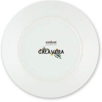 Excelsa Calavera dinnerware set, 18 pieces, porcelain, white, stylish design, ideal for festive occasions, durable and elegant.