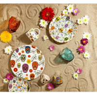 Excelsa Calavera dinnerware set, 18 pieces, porcelain, white, stylish design, ideal for festive occasions, durable and elegant.