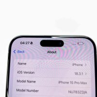 Apple iPhone 15 Pro Max, 256GB, Weiß, Akku 100%, (1 Zyklen), Apple Garantie: Abgelaufen, Ohne Zubehör