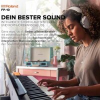 Roland FP-10, digital piano, 88 keys, SuperNATURAL sounds, authentic keyboard, user-friendly, perfect for home use.