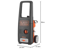 BLACK+DECKER BXPW1400E High-pressure cleaner, 1400 W, 110 bar, 390 l/h, compact, powerful, ideal for cleaning.