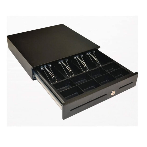 APG ECD410, Elektronische Kassenschublade, kompakt, robuste Bauweise, schnelle Öffnung, ideal für Einzelhandel.