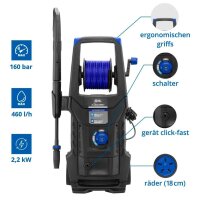 AR Blue Clean e-2DUALSPEED D High-pressure cleaner, 2200 W, 160 bar, 460 l/h, Dual Speed ​​System, pipe cleaning probe, patio cleaner.