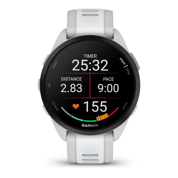 GARMIN Forerunner 165 Music, GPS Smartwatch, Fog Grey/White Stone, with music function, heart rate measurement, sports modes.